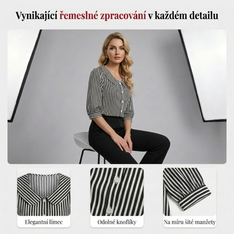 🔥Letné dochádzajúce pruhovaná košeľa na gombíky