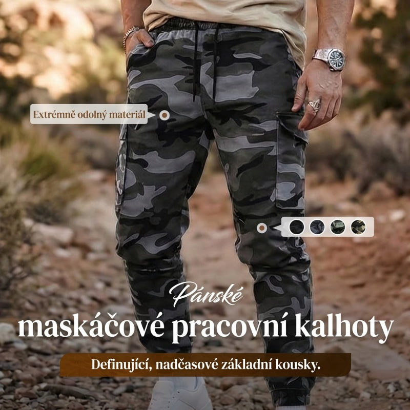 Ležérne pracovné nohavice s kamuflážovým vzorom