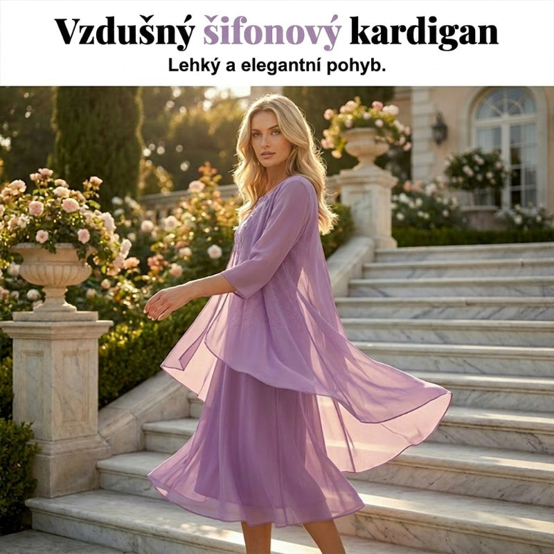 👗Dámsky spoločenský komplet s kolenovou sukňou a svetrom💜