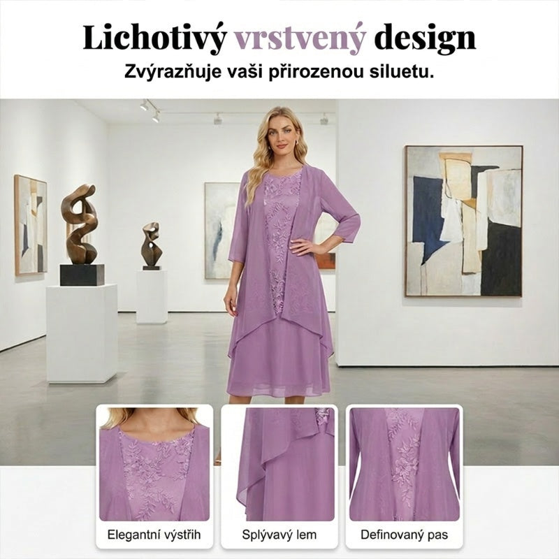 👗Dámsky spoločenský komplet s kolenovou sukňou a svetrom💜
