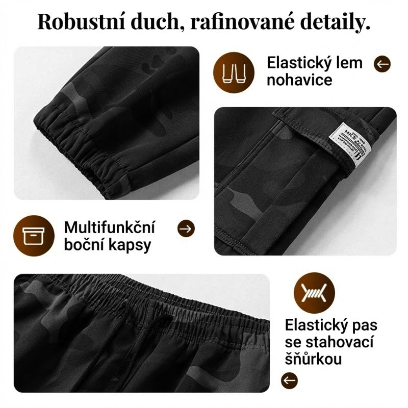 Ležérne pracovné nohavice s kamuflážovým vzorom
