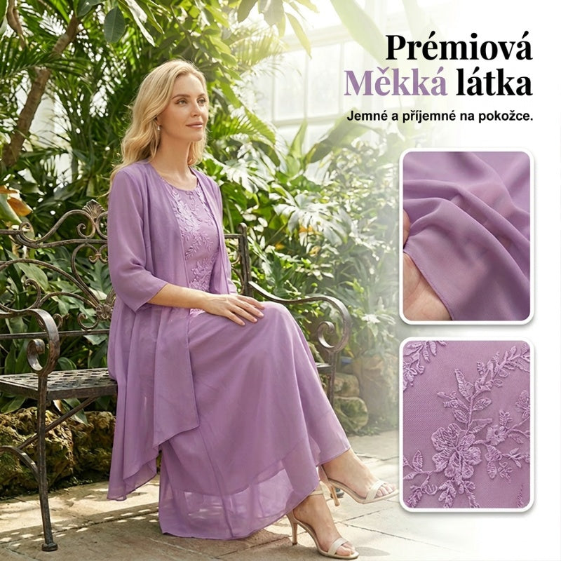 👗Dámsky spoločenský komplet s kolenovou sukňou a svetrom💜
