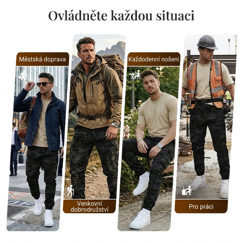 Ležérne pracovné nohavice s kamuflážovým vzorom