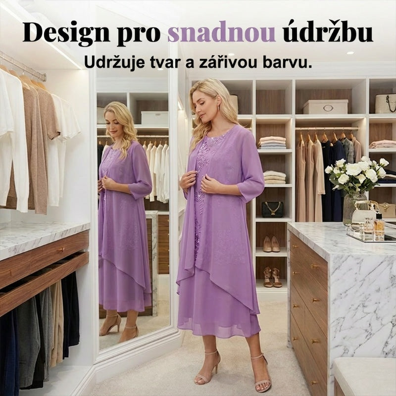 👗Dámsky spoločenský komplet s kolenovou sukňou a svetrom💜