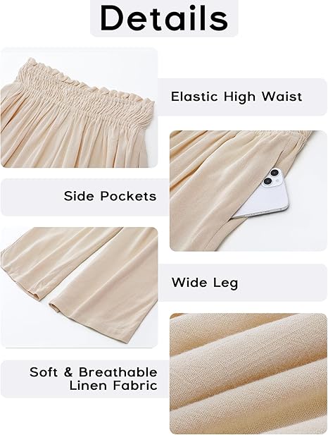 👖 Dámske capri nohavice s vysokým pásom, širokými nohavicami, elastickým pásom a ľanovým materiálom🔥