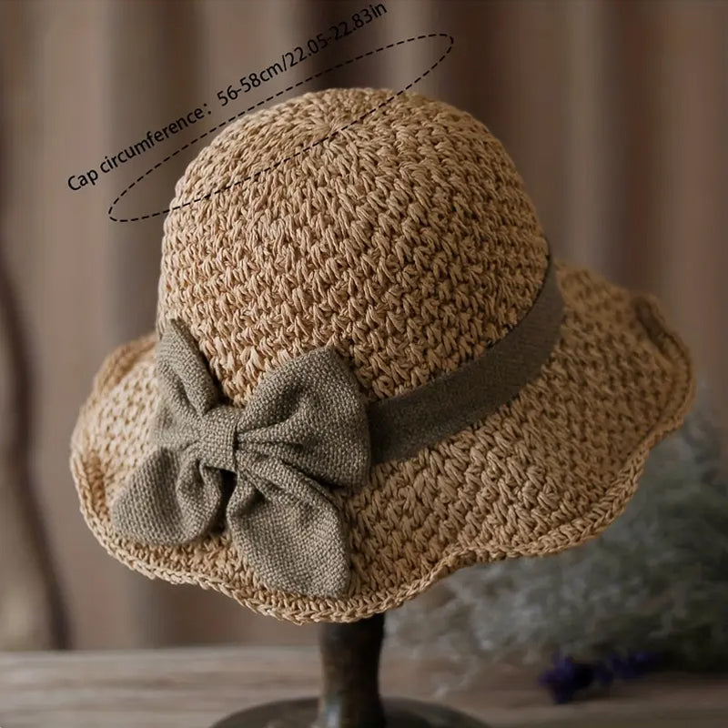 🏖️👒Elegantní tkaný slaměný klobouk s mašlí