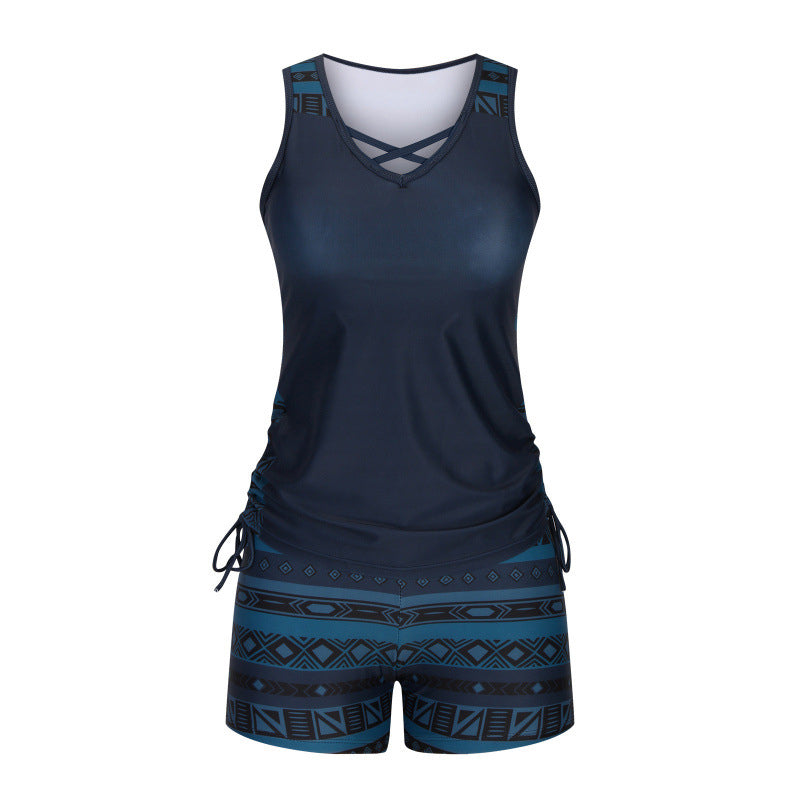 Dámske dvojdielne plavky typu tankini s potlačou