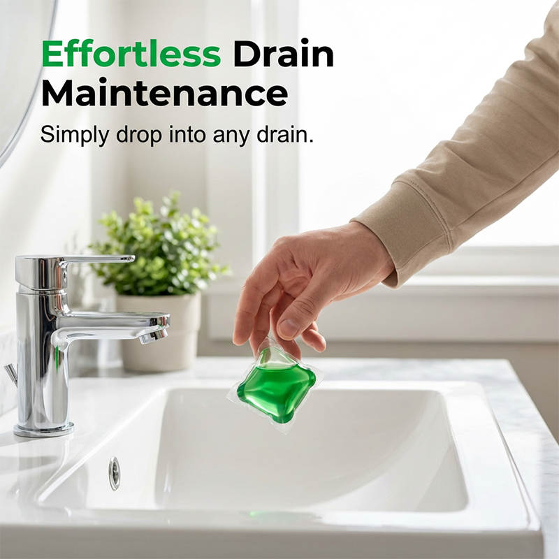 Drain Deodorizer Pods – Bio-enzýmový vzorec neutralizuje pachy pri zdroji. Okamžitá svieža vôňa bez agresívnych chemikálií. Rozlúčte sa s nepríjemnými pachmi.