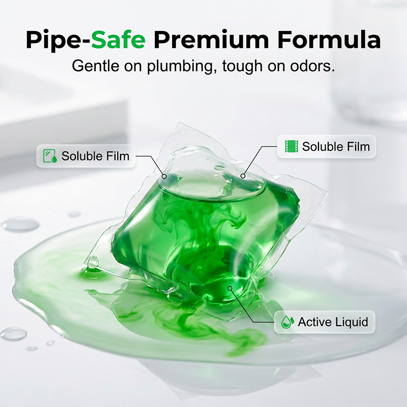 Drain Deodorizer Pods – Bio-enzýmový vzorec neutralizuje pachy pri zdroji. Okamžitá svieža vôňa bez agresívnych chemikálií. Rozlúčte sa s nepríjemnými pachmi.